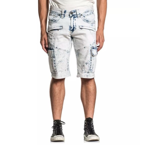 AFFLICTION HUNTER FALLEN FULTON DENIM SHORTS Biker - Picture 5 of 12
